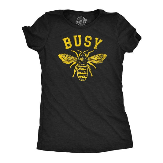 Womens Funny T Shirts Busy Bee Sarcastic Bumble Bee Grpahic Tee For Ladies Funny Womens T Shirts Cute Slimming Top Comfortable Soft Womenswear Sarcastic Tops for Women Funny Animal Top Women's Novelty Black -