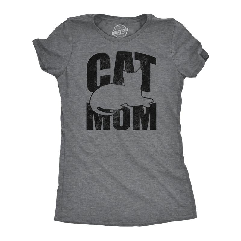 Womens Funny T Shirts Cat Mom Sarcastic Cute Kitten Graphic Tee for Ladies Funny Womens T Shirts Cute Slimming Top Comfortable Soft Womenswear Funny Cat Top Women's Novelty Tees Dark Grey