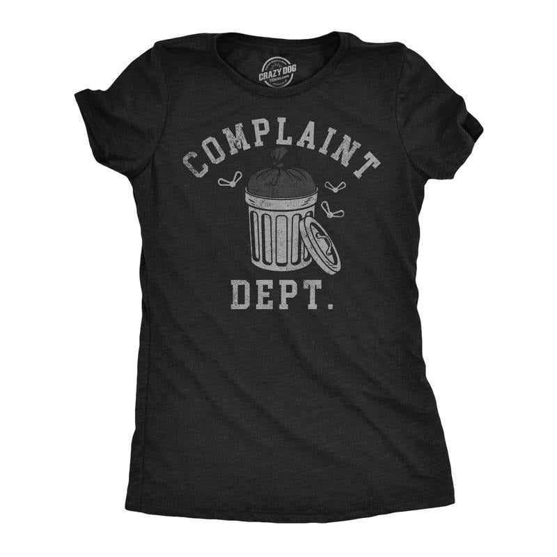 Womens Funny T Shirts Complaint Dept Sarcastic Trash Can Graphic Tee For Ladies Funny Womens T Shirts Cute Slimming Top Comfortable Soft Womenswear Funny Sarcastic Top Women's Novelty Tees Black -