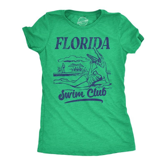 Womens Funny T Shirts Florida Swim Club Sarcastic Alligator Graphic Novelty Tee for Ladies Funny Womens T Shirts Cute Slimming Top Comfortable Soft Womenswear Sarcastic Tops for Women Funny Animal Top Green -