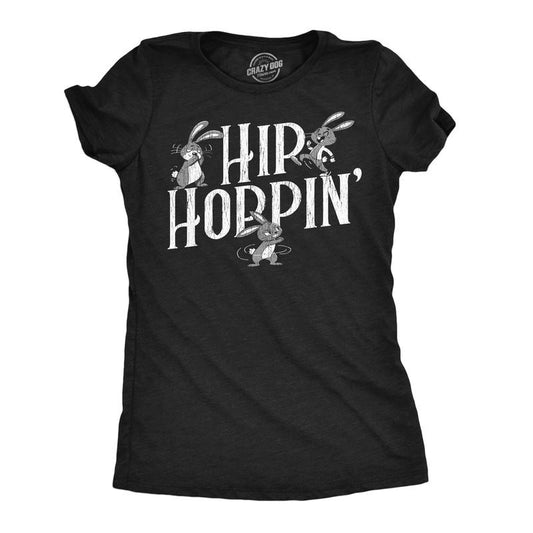 Womens Funny T Shirts Hip Hoppin Sarcastic Danicing Bunny Graphic Novelty Tee For Ladies Funny Womens T Shirts Cute Slimming Top Comfortable Soft Womenswear Sarcastic Tops for Women Funny Animal Top Black -