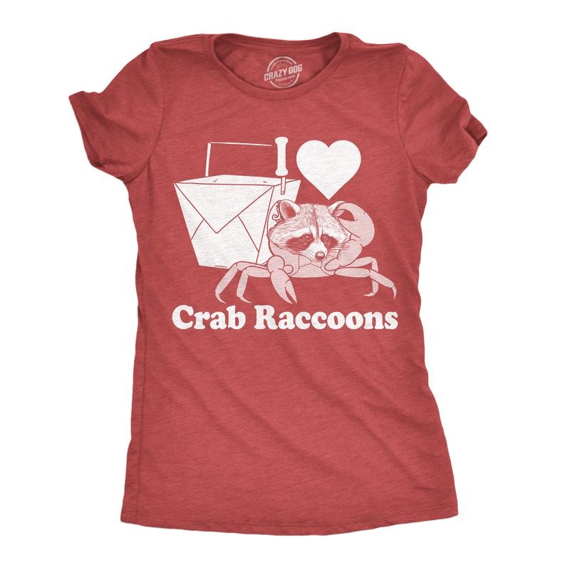 Womens Funny T Shirts I Heart Crab Raccoons Sarcastic Animal Novelty Tee for Ladies Funny Womens T Shirts Cute Slimming Top Comfortable Soft Womenswear Food Tops for Women Funny Animal Top Women's Red - Crab
