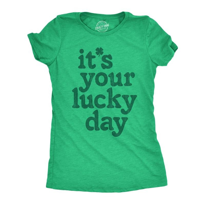 Womens Funny T Shirts Its Your Lucky Day St Patricks Day Graphic Tee For Ladies Funny Womens T Shirts Cute Slimming Top Comfortable Soft Womenswear Saint Patrick's Day Tops for Women Women's Novelty Green -