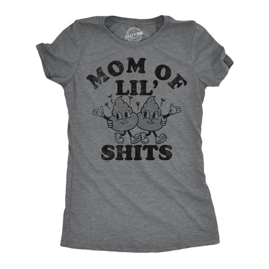 Womens Funny T Shirts Mom Of Lil Shits Sarcastic Mothers Day Tee For Ladies Funny Womens T Shirts Cute Slimming Top Comfortable Soft Womenswear Mother's Day Tops for Women Funny Sarcastic Top Women's Dark Grey