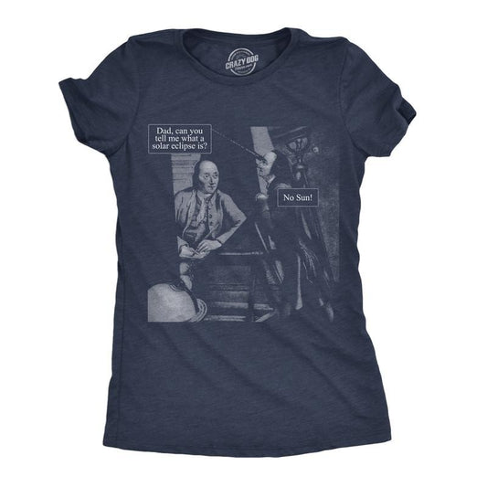 Womens Funny T Shirts No Sun Sarcastic Solar Eclipse Graphic Tee For Ladies Funny Womens T Shirts Cute Slimming Top Comfortable Soft Womenswear Funny Sarcastic Top Women's Novelty Tees Navy - No