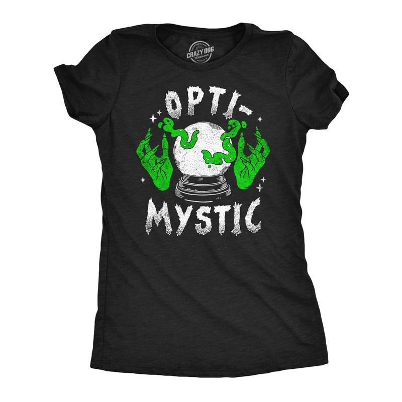 Womens Funny T Shirts Opti Mystic Sarcastic Halloween Graphic Novelty Tee For Ladies Funny Womens T Shirts Cute Slimming Top Comfortable Soft Womenswear Halloween Tops for Women Funny Sarcastic Top Black -