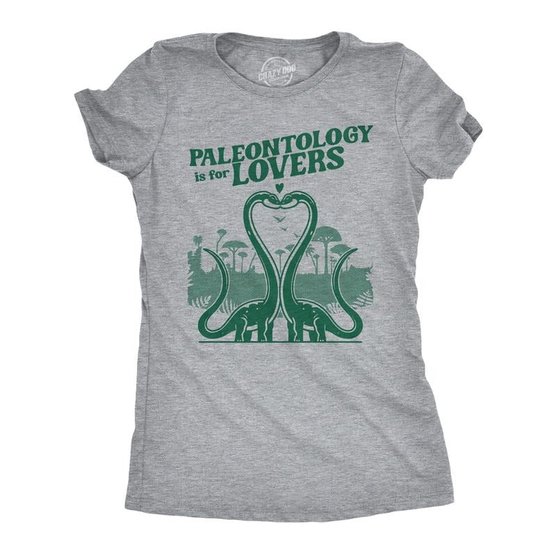 Womens Funny T Shirts Paleontology Is For Lovers Sarcastic Dinosaur Tee For Ladies Funny Womens T Shirts Cute Slimming Top Comfortable Soft Womenswear Funny Dinosaur Top Women's Novelty Tees Light Grey