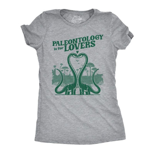 Womens Funny T Shirts Paleontology Is For Lovers Sarcastic Dinosaur Tee For Ladies Funny Womens T Shirts Cute Slimming Top Comfortable Soft Womenswear Funny Dinosaur Top Women's Novelty Tees Light Grey
