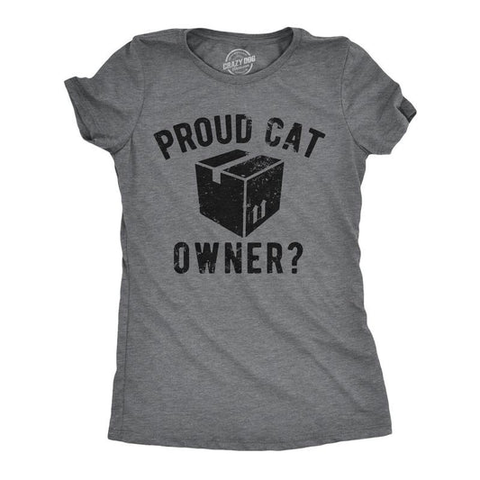 Womens Funny T Shirts Proud Cat Owner Sarcastic Kitten Graphic Tee For Ladies Funny Womens T Shirts Cute Slimming Top Comfortable Soft Womenswear Sarcastic Tops for Women Funny Cat Top Women's Novelty Dark Grey