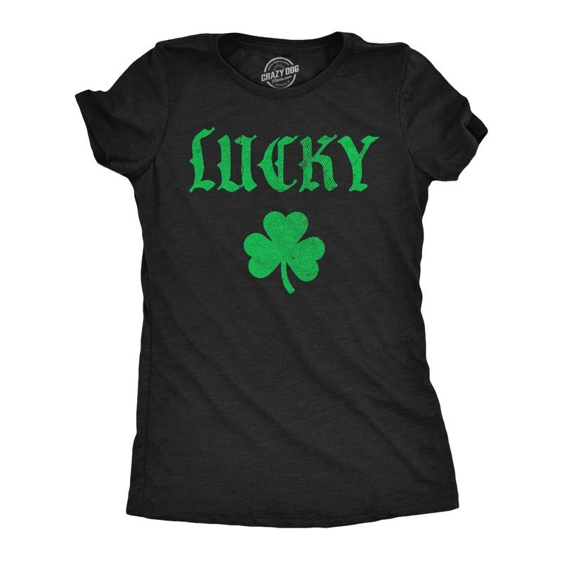 Womens Funny T Shirts Sarcastic Lucky Clover Matching St Patricks Day Graphic Novelty Tee For Ladies Funny Womens T Shirts Cute Slimming Top Comfortable Soft Womenswear Saint Patrick's Day Tops for Black -