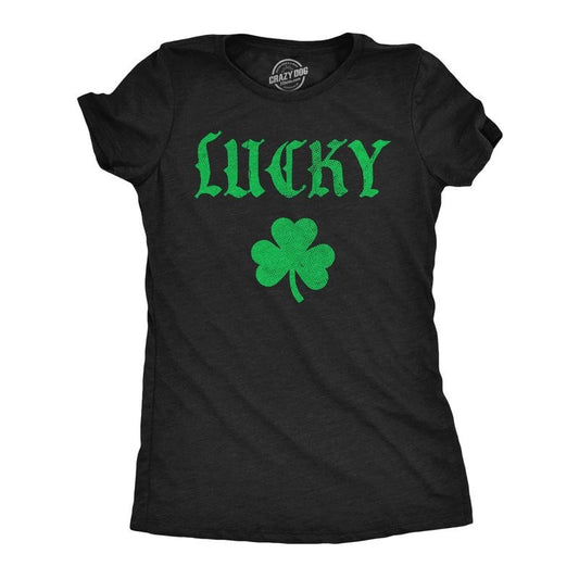 Womens Funny T Shirts Sarcastic Lucky Clover Matching St Patricks Day Graphic Novelty Tee For Ladies Funny Womens T Shirts Cute Slimming Top Comfortable Soft Womenswear Saint Patrick's Day Tops for Black -