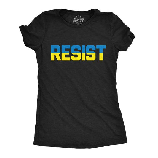 Womens Funny T Shirts Ukraine Resist Awesome Graphic Novelty Tee For  Ladies Funny Womens T Shirts Cute Slimming Top Comfortable Soft Womenswear Motivational Tops for Women Funny Political Top Women's Black -