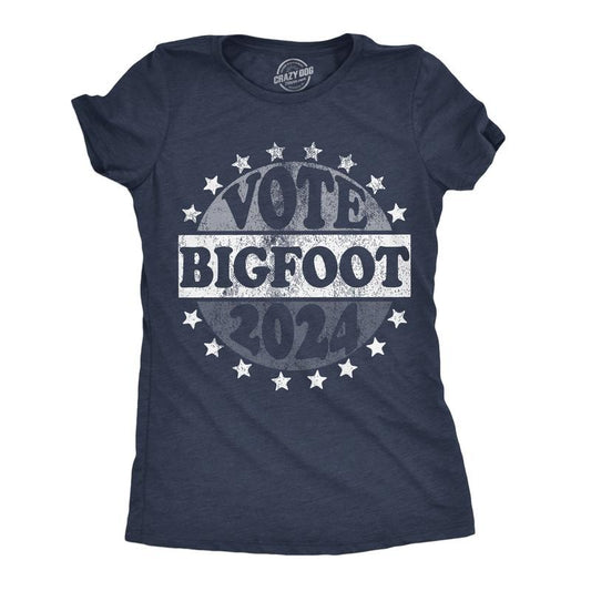Womens Funny T Shirts Vote Bigfoot 2024 Sarcastic Election Novelty Tee For Ladies Funny Womens T Shirts Cute Slimming Top Comfortable Soft Womenswear Funny Political Top Women's Novelty Tees Navy -