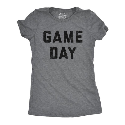 Womens Game Day T Shirt Funny Football Sunday Big Game Sports Graphic Tee Funny Womens T Shirts Cute Slimming Top Comfortable Soft Womenswear Football Tops for Women Women's Novelty Tees Dark Grey