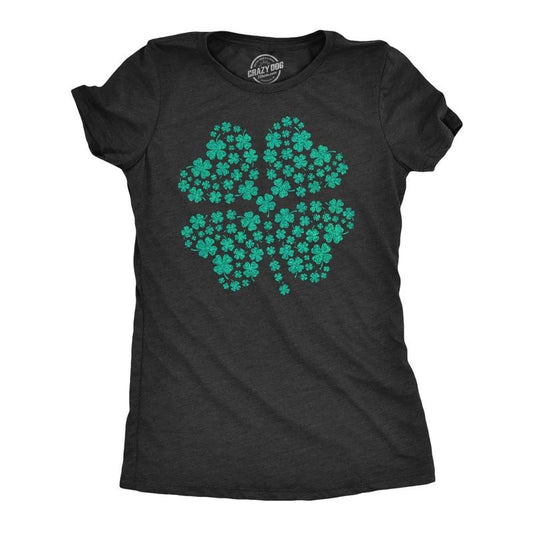 Womens Glitter Clover T Shirt Funny Awesome St Pattys Days Parade Shiny Shamrock Tee For Ladies Funny Womens T Shirts Cute Slimming Top Comfortable Soft Womenswear  Tops for Women Women's Novelty Tees Black -