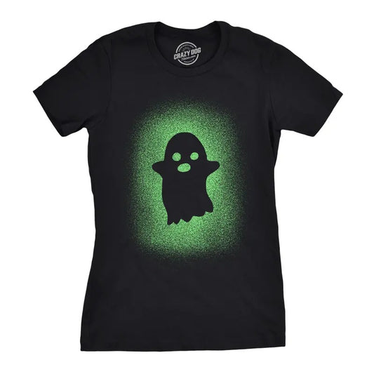 Womens Glowing Ghost T Shirt Glow In The Dark Cool Halloween Party Tee Funny Womens T Shirts Cute Slimming Top Comfortable Soft Black