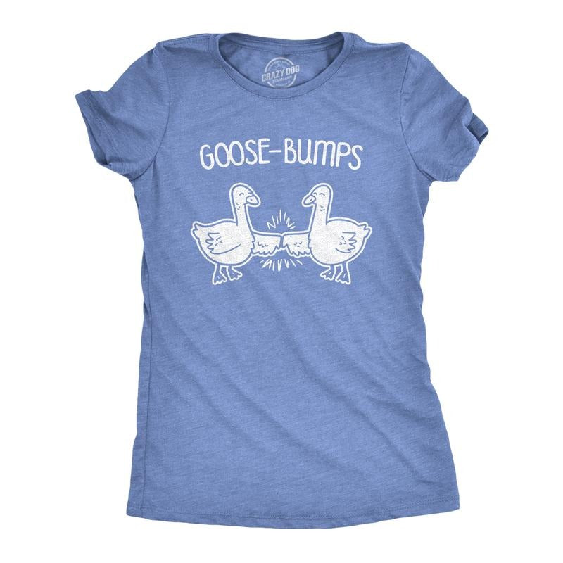 Womens Goose Bumps T Shirt Funny Knuckles Bird Fist Bump Graphic Novelty Tee Funny Womens T Shirts Cute Slimming Top Comfortable Soft Womenswear Funny Animal Top Women's Novelty Tees Light Blue