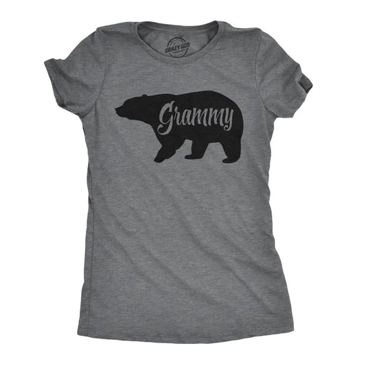 Womens Grammy Bear T shirt Cute Family Matching Funny Cool Graphic Grandma Tee Funny Womens T Shirts Cute Slimming Top Comfortable Soft Womenswear Funny Grandma Top Women's Novelty Tees Dark Grey