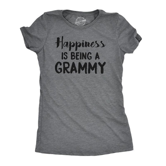 Womens Happiness Is Being a Grammy Funny T shirt Gift Grandmother For Grandma Funny Womens T Shirts Cute Slimming Top Comfortable Soft Womenswear Mother's Day Tops for Women Funny Grandma Top Women's