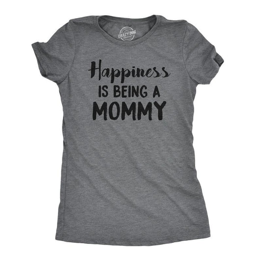 Womens Happiness Is Being a Mommy Funny Family T shirt For Moms Funny Womens T Shirts Cute Slimming Top Comfortable Soft Womenswear Mother's Day Tops for Women Women's Novelty Tees