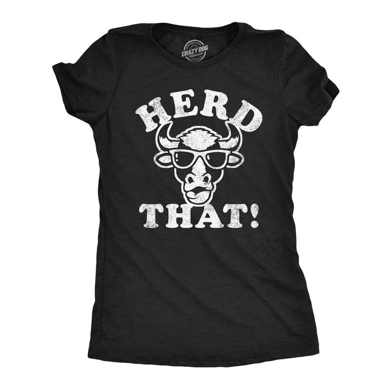 Womens Herd That Funny T Shirt Sarcastic Cow Graphic Tee For Ladies Funny Womens T Shirts Cute Slimming Top Comfortable Soft Womenswear Animal Tops for Women Funny Sarcastic Top Women's Novelty Tees Black -