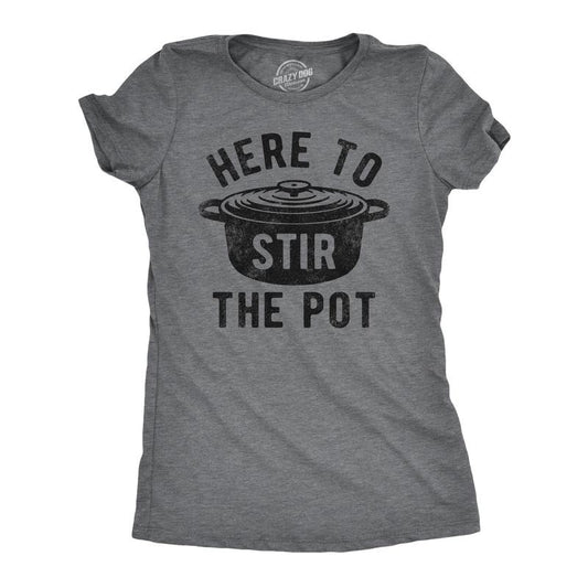 Womens Here To Stir The Pot T Shirt Funny Thanksgiving Dinner Cooking Trouble Maker Joke Tee For Ladies Funny Womens T Shirts Cute Slimming Top Comfortable Soft Womenswear Thanksgiving Tops for Women Dark Grey