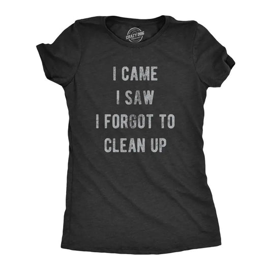 Womens I Came I Saw I Forgot To Clean Up T Shirt Funny Party Huge Mess Tee For Ladies Funny Womens T Shirts Cute Slimming Top Comfortable Soft Womenswear Funny Sarcastic Top Women's Novelty Tees Black -