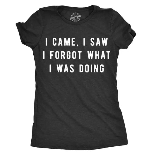 Womens I Came I Saw I Forgot What I Was Doing T Shirt Funny Sarcastic Tee For Ladies Funny Womens T Shirts Cute Slimming Top Comfortable Soft Womenswear Funny Sarcastic Top Women's Novelty Tees Black - I