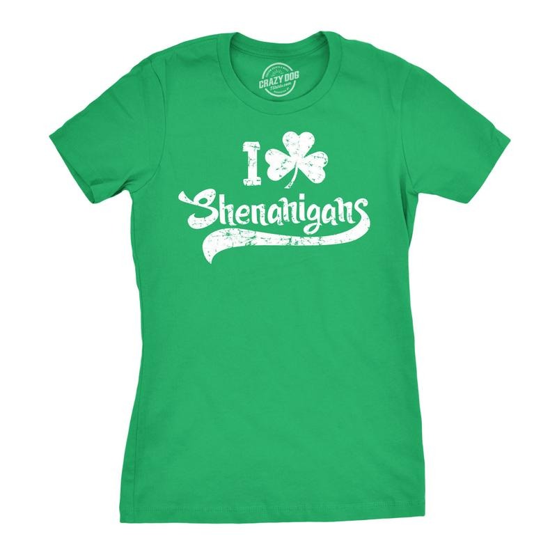 Womens I Clover Shenanigans T Shirt Funny Irish Clover St Saint Patricks Day Tee Funny Womens T Shirts Cute Slimming Top Comfortable Soft Womenswear Saint Patrick's Day Tops for Women Funny Drinking Green