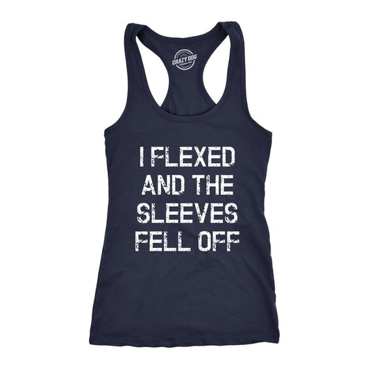 Womens I Flexed and the Sleeves Fell Off Tank Top Funny Sleeveless Workout Tee Funny Racerback Tank Cute Slimming Tank tops comfortable soft top Funny Fitness Sleeveless Tee Novelty Tank Tops for