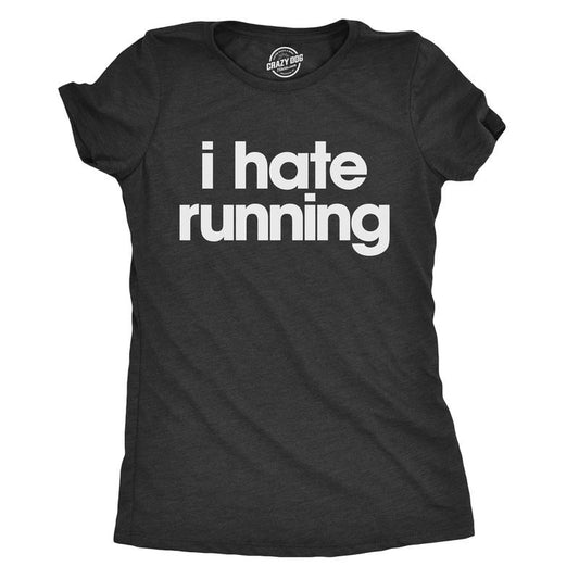 Womens I Hate Running T Shirt Funny Sarcastic Runner Workout Tee For Ladies Funny Womens T Shirts Cute Slimming Top Comfortable Soft Womenswear Sarcastic Tops for Women Funny Fitness Top Women's Black
