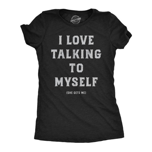 Womens I Love Talking To Myself Funny T Shirts Sarcastic Graphic Tee For Ladies Funny Womens T Shirts Cute Slimming Top Comfortable Soft Womenswear Sarcastic Tops for Women Funny Introvert T Shirt Navy -