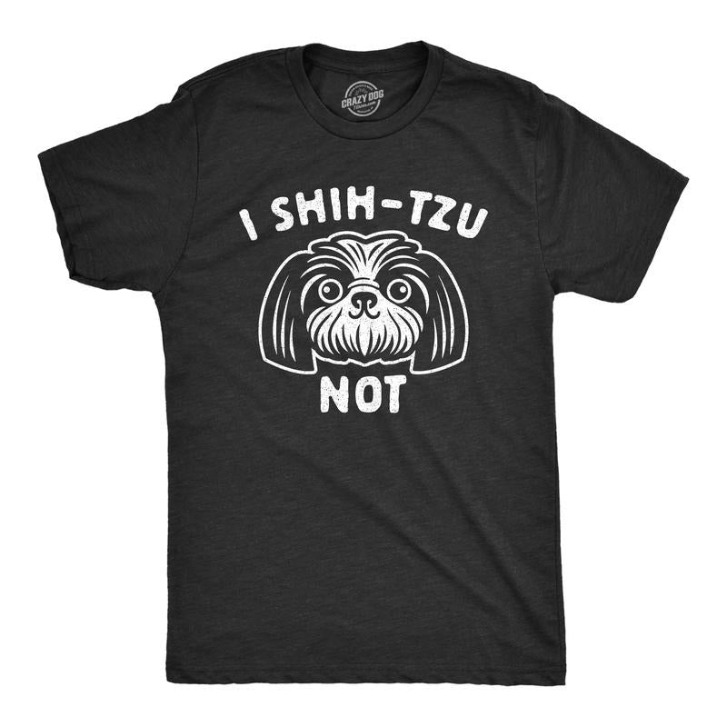 Womens I Shih-Tzu Not T Shirt Funny Pet Puppy Dog Lover Graphic Novelty Tee Funny Womens T Shirts Cute Slimming Top Comfortable Soft Black