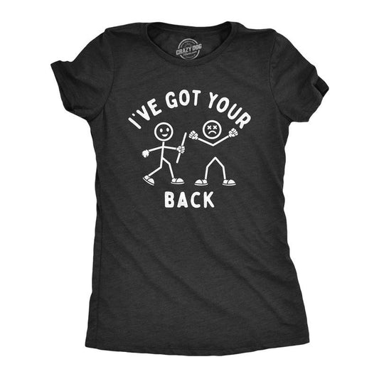 Womens Ive Got Your Back T Shirt Funny Stick Figure Support Joke Tee For Ladies Funny Womens T Shirts Cute Slimming Top Comfortable Soft Womenswear Funny Sarcastic Top Women's Novelty Tees Black -