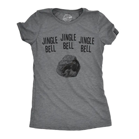 Womens Jingle Bell Rock T Shirt Funny Sarcastic Christmas Song Tee For Ladies Funny Womens T Shirts Cute Slimming Top Comfortable Soft Womenswear Christmas Tops for Women Funny Sarcastic Top Women's Dark Grey