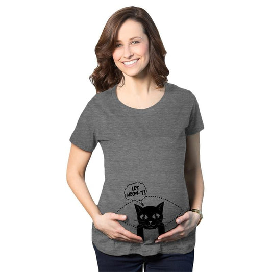 Womens Let MeowT Maternity T Shirt Funny Cat Lady Pet Lover Pregnancy Tee Funny Graphic Maternity Tee Cute Pregnancy Tees With Plus Sizes Cat Maternity Wear Funny Sarcastic Short Sleeve Funny Dark Grey
