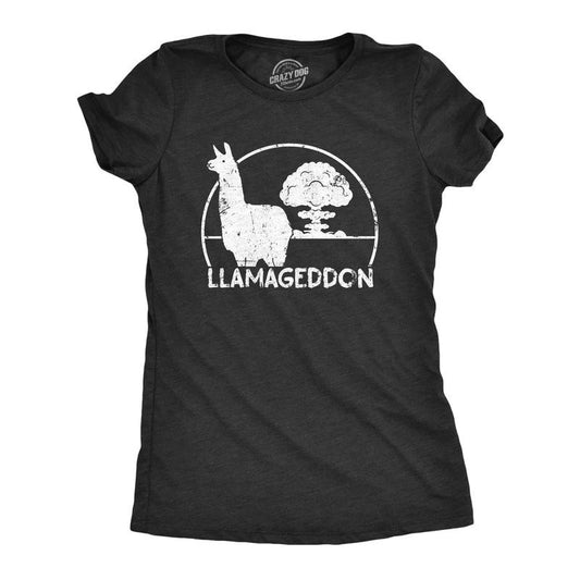 Womens Llamageddon T Shirt Funny Sarcastic Dooms Day Llama Explosion Graphic Tee For Ladies Funny Womens T Shirts Cute Slimming Top Comfortable Soft Womenswear Funny Animal T Shirt Women's Novelty T Black -