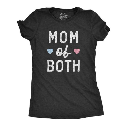 Womens Mom Of Both T Shirt Funny Cute Mother's Day Son And Daughter Tee For Laides Funny Womens T Shirts Cute Slimming Top Comfortable Soft Womenswear Mother's Day Tops for Women Funny Nerd Top Black -