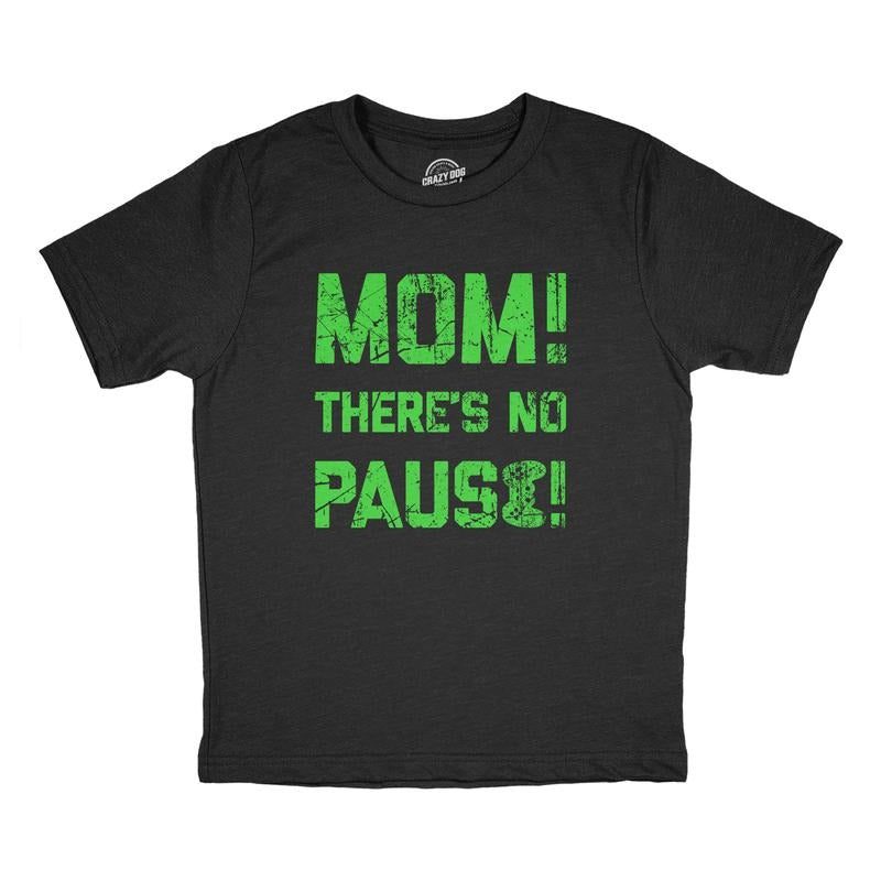 Womens Mom Theres No Pause T Shirt Funny Video Gamer Joke Tee For Ladies Funny Womens T Shirts Cute Slimming Top Comfortable Soft Womenswear Sarcastic T Shirt for Women Funny Gamer T Shirt Women's Black -