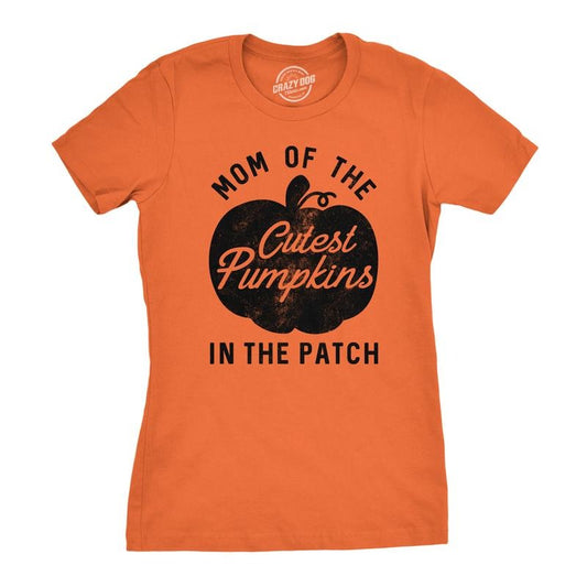 Womens Mom of the Cutest Pumpkins In The Patch T Shirt Funny Halloween Tee Funny Womens T Shirts Cute Slimming Top Comfortable Soft Womenswear Halloween Tops for Women Funny Mother's Day Top Women's Orange