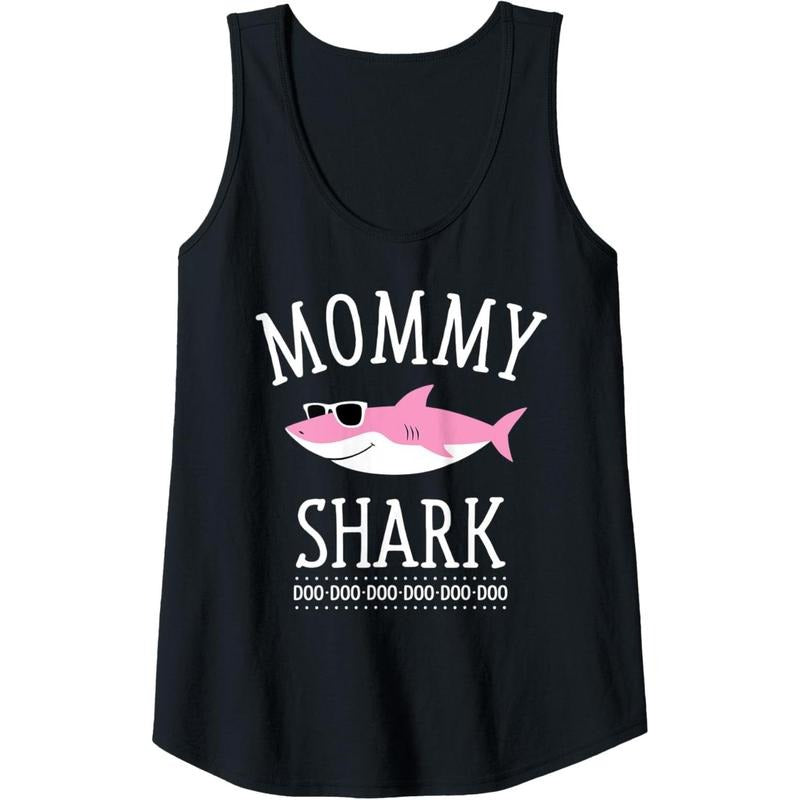 Womens Mommy Shark Funny Mom Tank Top MADE IN USA