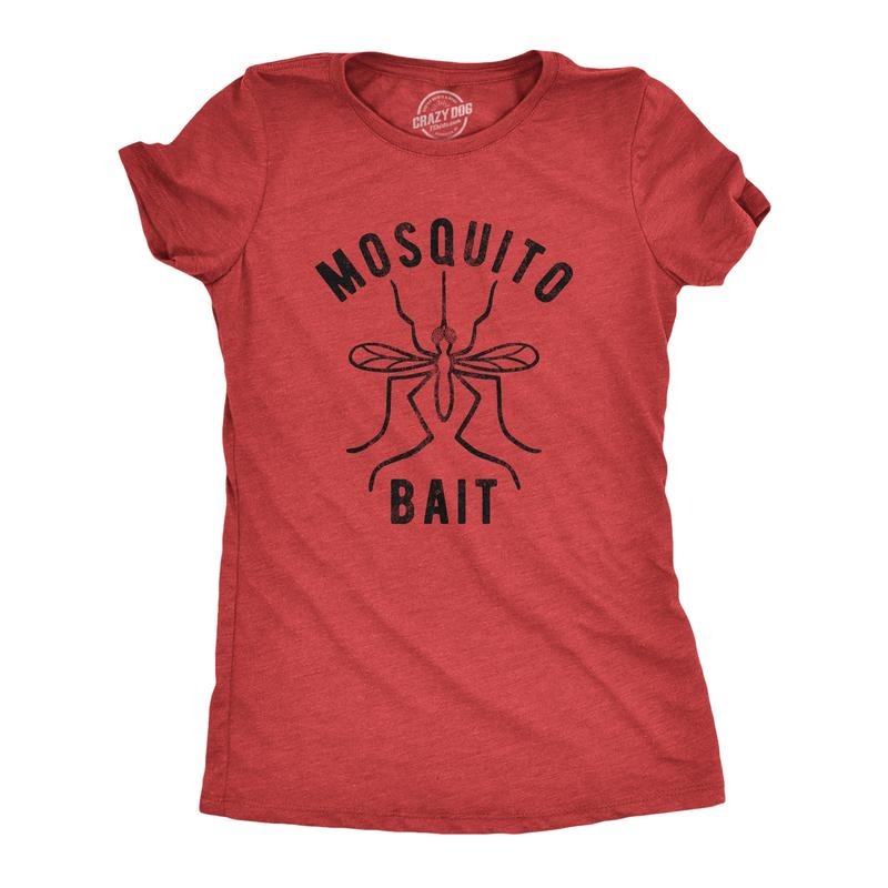 Womens Mosquito Bait T Shirt Funny Camping Campfire Outdoors Bug Bite Graphic Novelty Tee Funny Womens T Shirts Cute Slimming Top Red