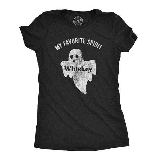 Womens My Favorite Spirit Whiskey T Shirt Funny Halloween Ghost Drinking Party Tee Funny Womens T Shirts Cute Slimming Top Comfortable Soft Womenswear Halloween Tops for Women Funny Drinking Top Black -