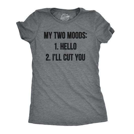 Womens My Two Moods Funny T shirt Novelty Humor Sarcastic Cool Graphic Hilarious Funny Womens T Shirts Cute Slimming Top Comfortable Soft Womenswear Funny Introvert Top Women's Novelty Tees Dark Grey