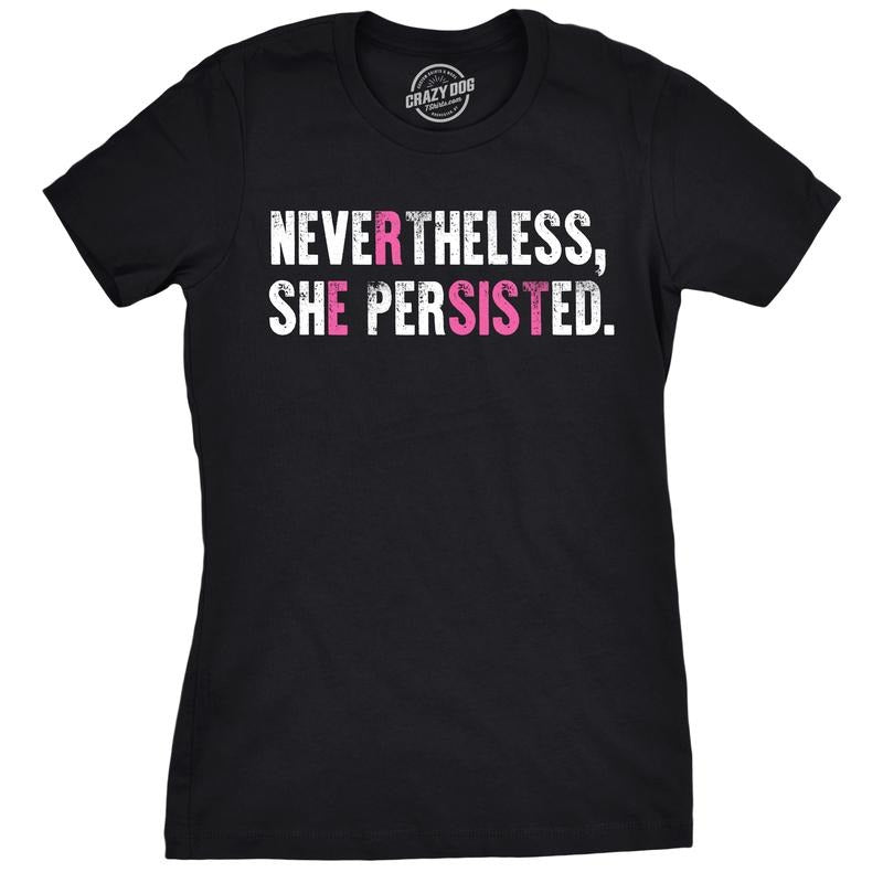 Womens Nevertheless She Persisted Resist T Shirt Cool Protest Funny Womens T Shirts Cute Slimming Top Comfortable Soft Womenswear Funny Political Top Women's Novelty Tees Black