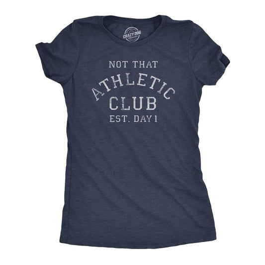 Womens Not That Athletic Club T Shirt Funny Out Of Shape Unfit Joke Tee for Ladies Funny Womens T Shirts Cute Slimming Top Comfortable Navy -