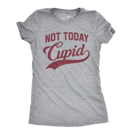 Womens Not Today Cupid T Shirt Funny Valentines Day Tee Funny Womens T Shirts Cute Slimming Top Comfortable Soft Womenswear Love Tops for Women Funny Introvert Top Women's Novelty Tees Dark Grey