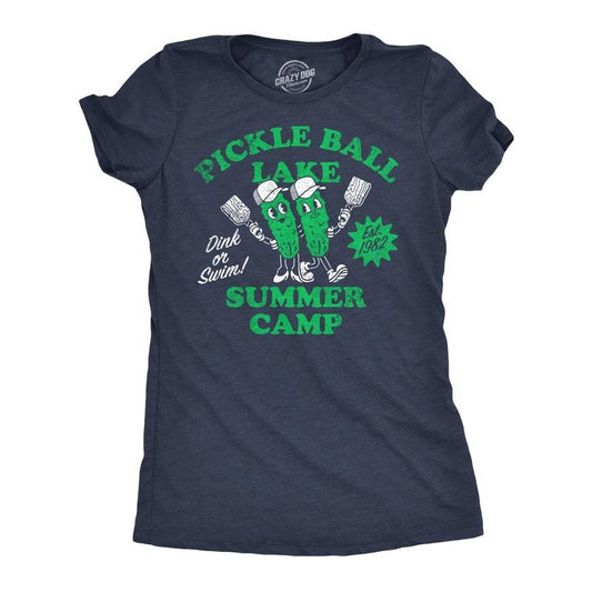 Womens Pickleball Lake Summer Camp T Shirt Funny Pickle Ball Lovers Joke Tee For Ladies Funny Womens T Shirts Cute Slimming Top Comfortable Soft Womenswear Pickle Ball Tops for Women Funny Sarcastic Navy -