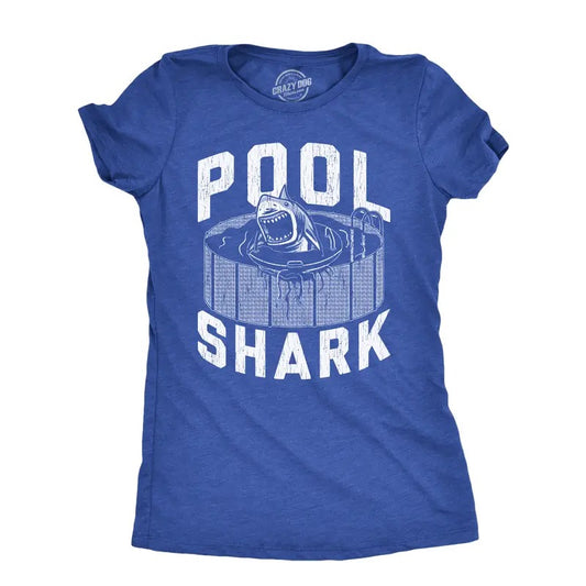 Womens Pool Shark T Shirt Funny Swimming Pools Great White Sharks Joke Tee For Ladies Funny Womens T Shirts Cute Slimming Top Comfortable Soft Womenswear Shark Tops for Women Funny Animal Top Women's Royal -