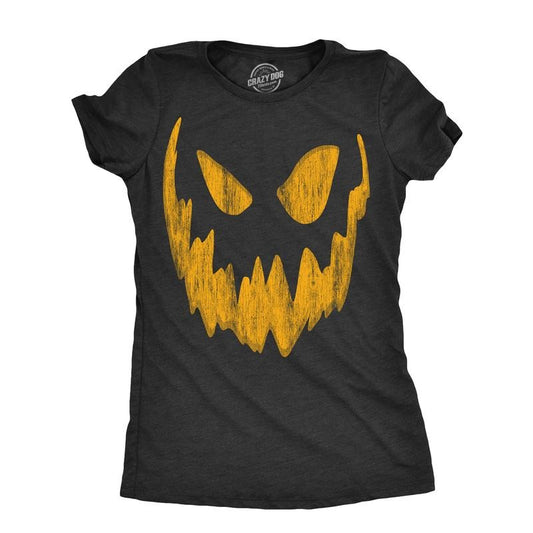 Womens Pumpkin Face T Shirts Funny Halloween Jack O Lantern Spooky Smile Tees For Ladies Funny Womens T Shirts Cute Slimming Top Comfortable Soft Womenswear Halloween Tops for Women Women's Novelty Black -